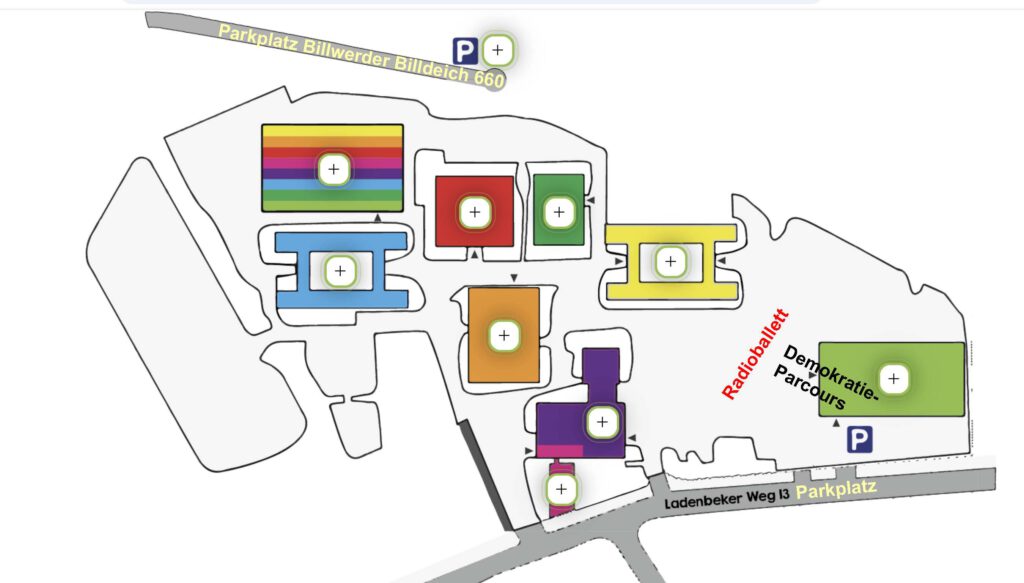 Gebäudeplan Demokratie-Parcours r-w